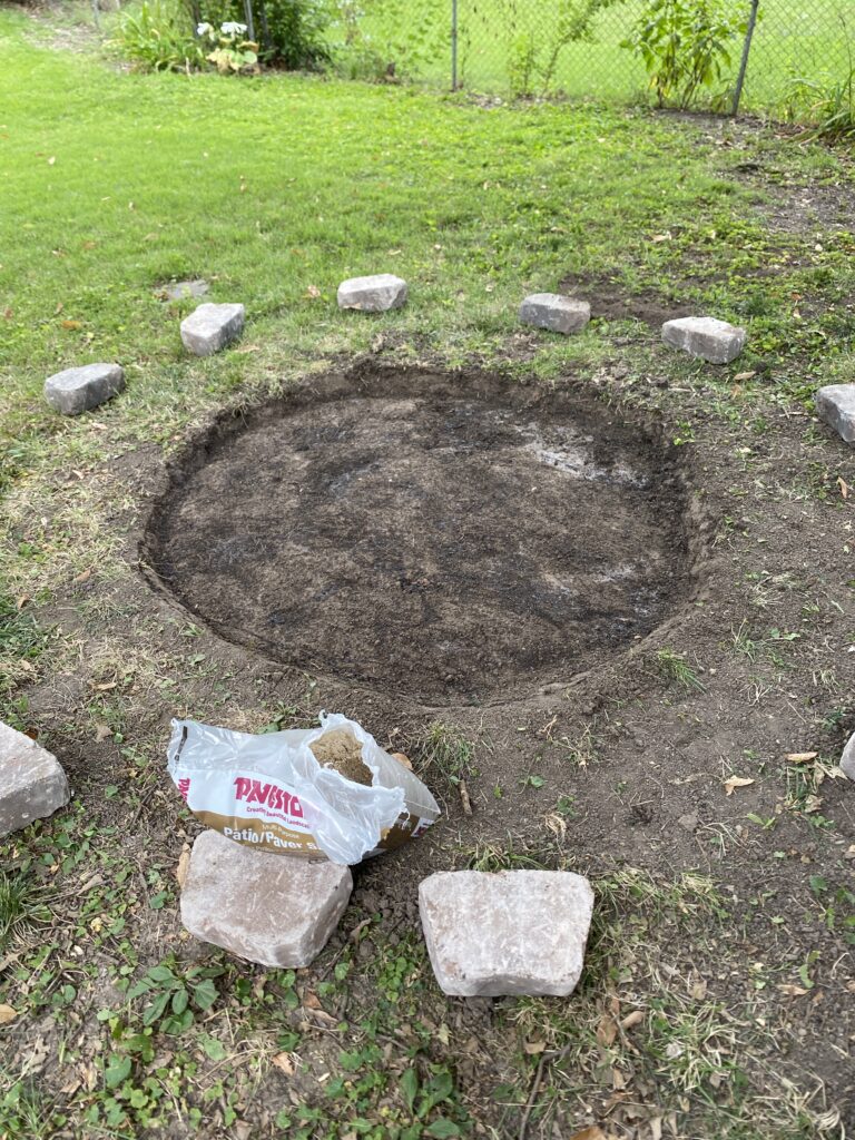 back yard dig area for new fire pit 